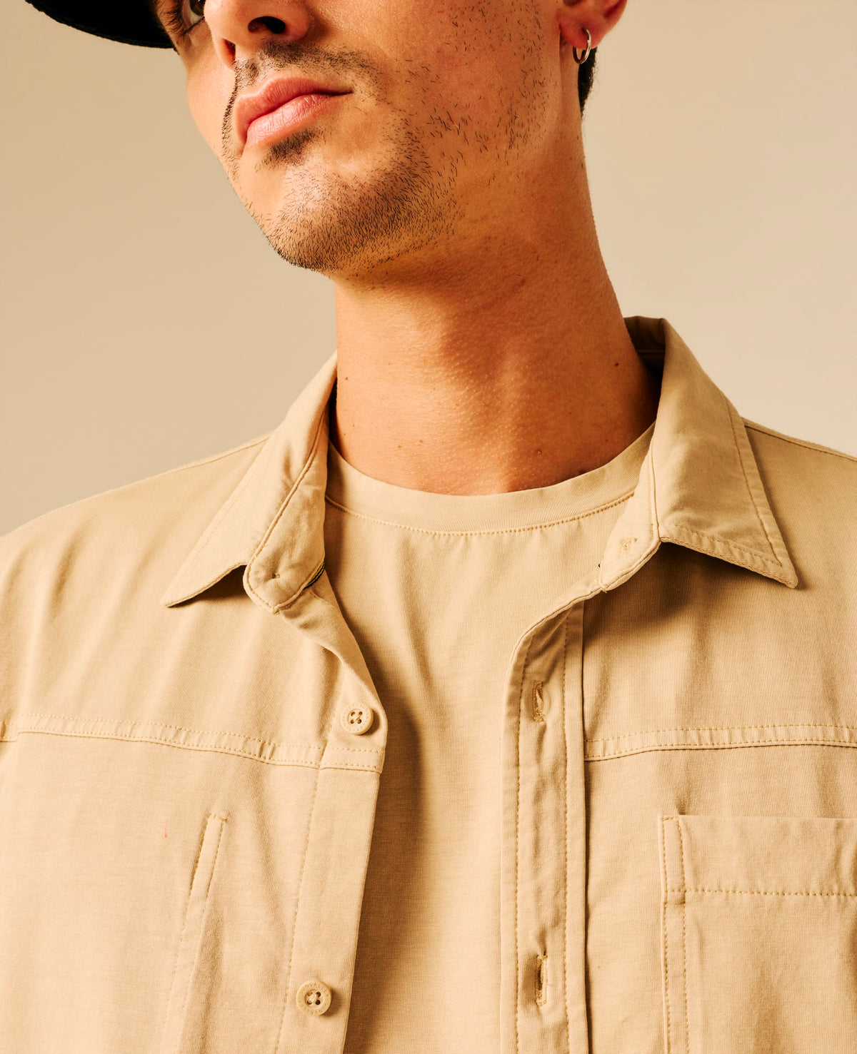Chemise homme beige - April | Sun Valley, vue 5