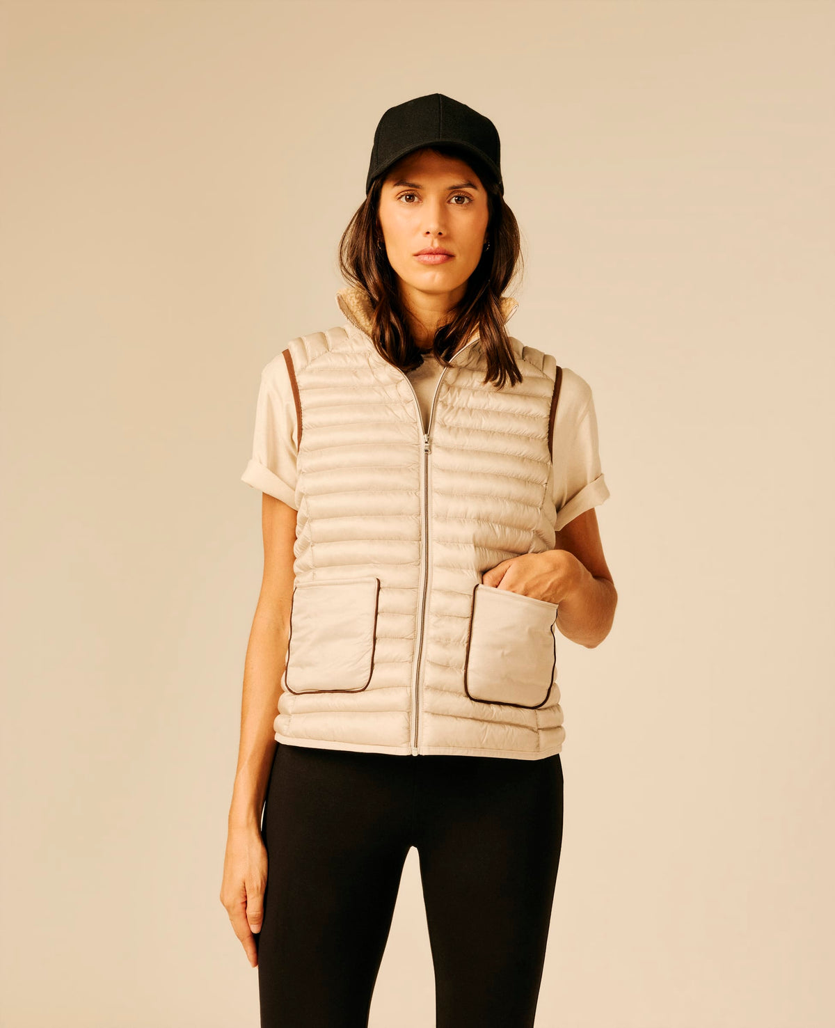 Doudoune sans manches femme beige clair - Narfi | Sun Valley, vue 3
