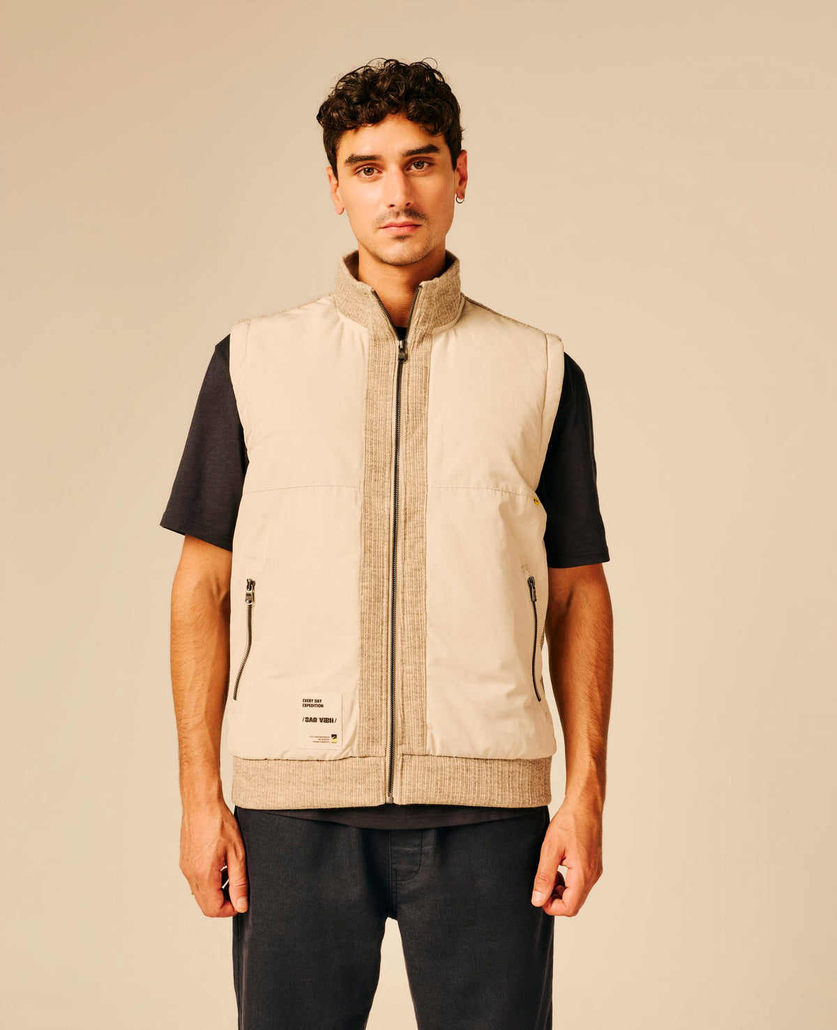 Gilet bi-matière homme beige - Ekeberg | Sun Valley, vue 4