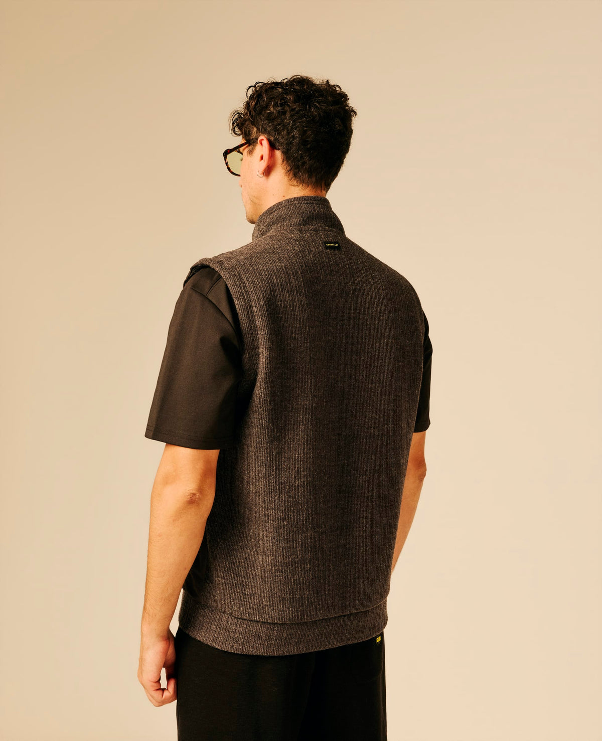 Gilet bi-matière homme gris foncé chiné - Ekeberg | Sun Valley, vue 2