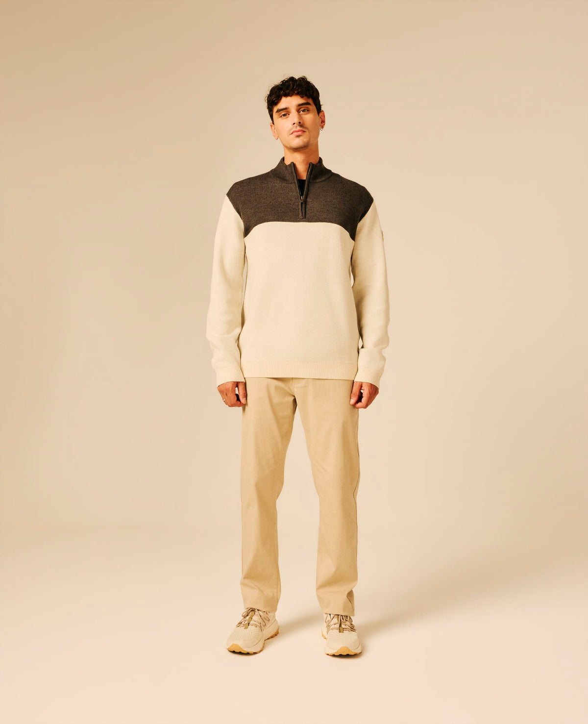 Pull col zippé homme beige clair - Hanko | Sun Valley