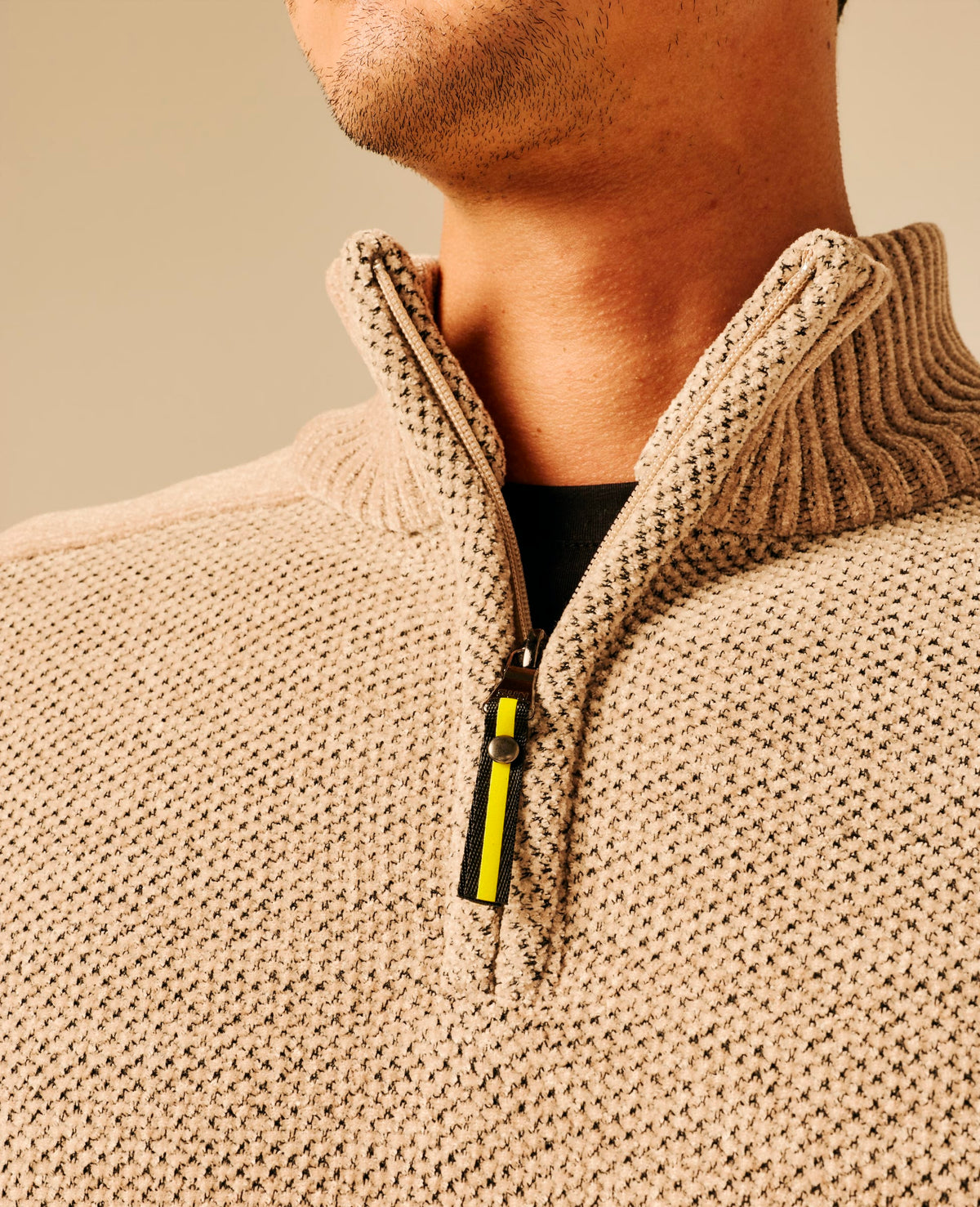 Pull col zippé homme beige - Horteir | Sun Valley, vue 5