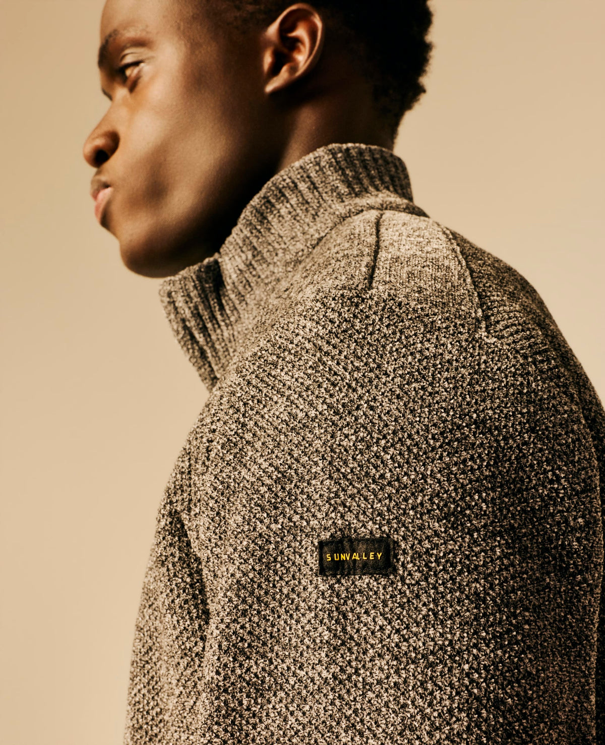 Pull col zippé homme gris moyen chiné - Horteir | Sun Valley, vue 5
