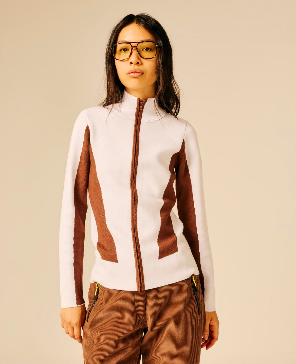 Pull full zip femme blanc - Ulik | Sun Valley, vue 4