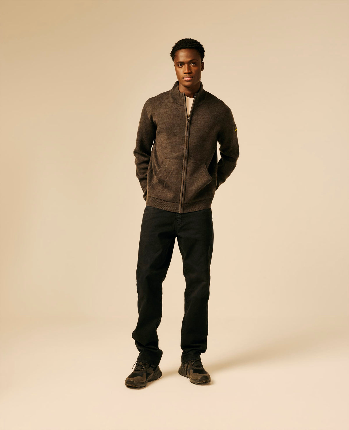 Pull zippé homme gris foncé chiné - Hurlos | Sun Valley