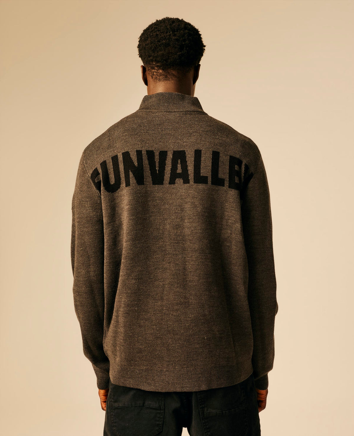 Pull zippé homme gris foncé chiné - Hurlos | Sun Valley, vue 2