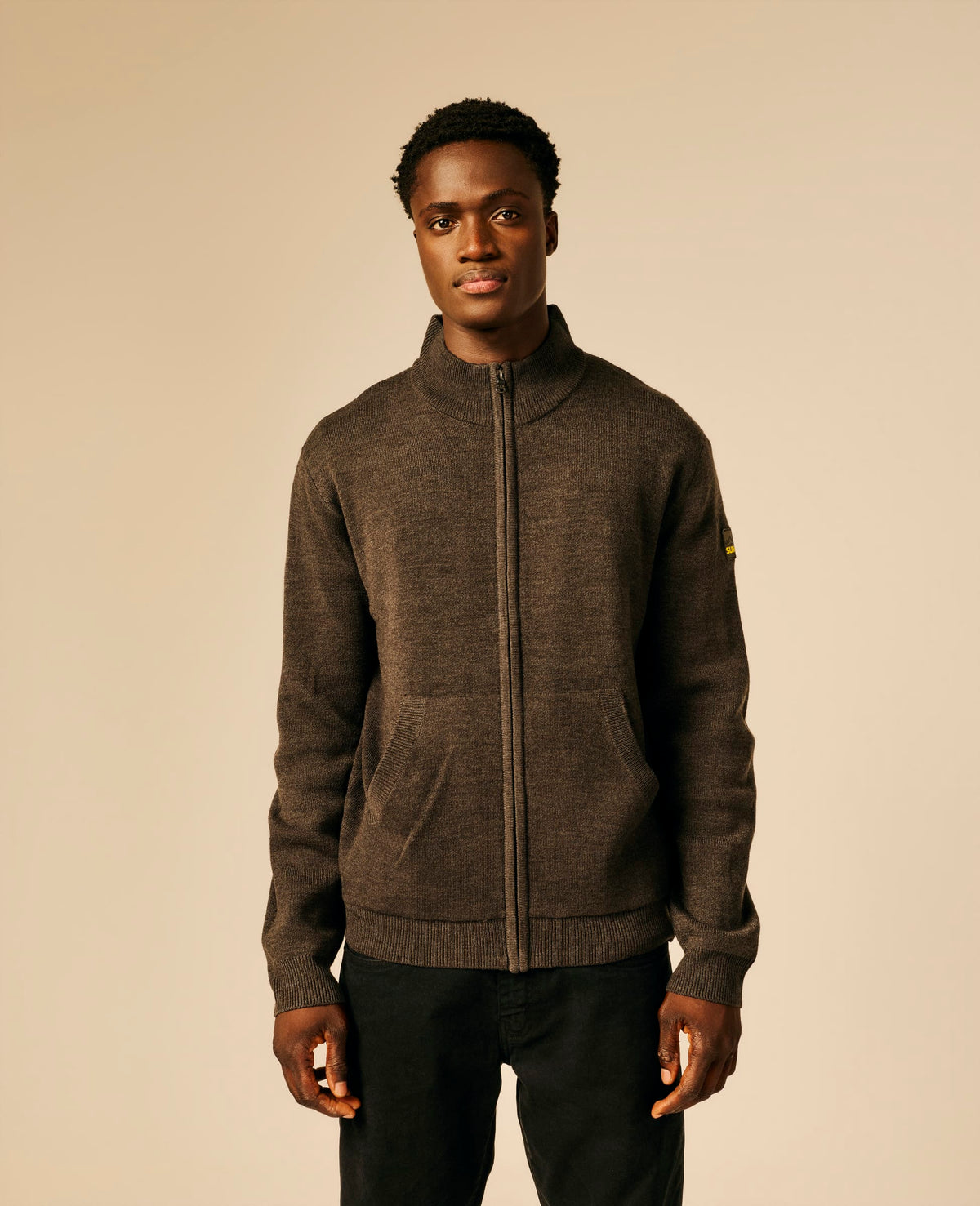 Pull zippé homme gris foncé chiné - Hurlos | Sun Valley, vue 3