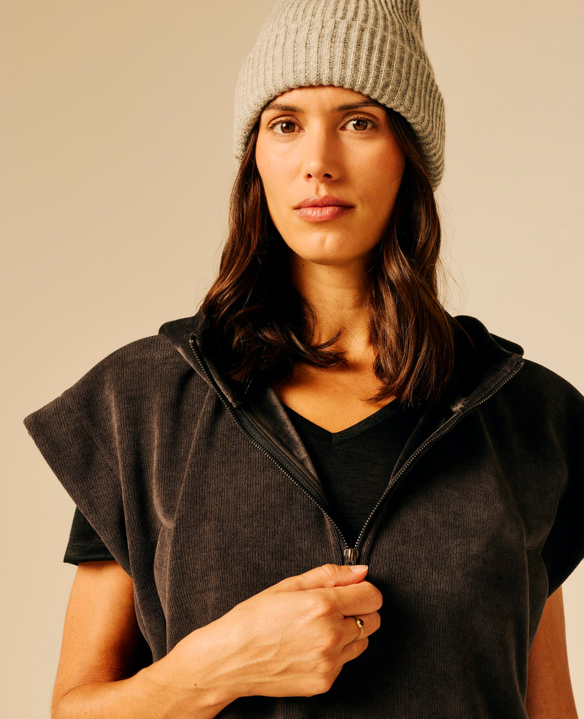 Robe femme gris foncé chiné - Tayca | Sun Valley, vue 4