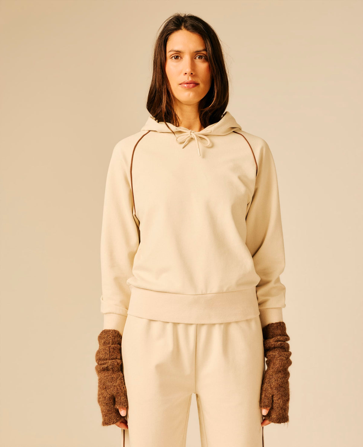 Sweat capuche femme beige clair - Djett | Sun Valley, vue 3