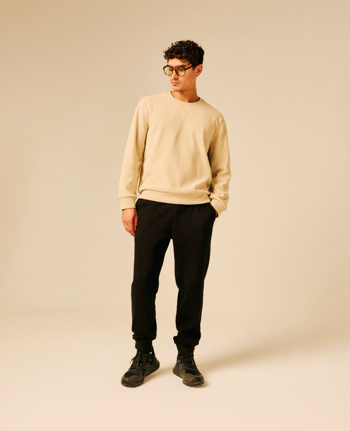Sweat col rond homme beige - Labbely | Sun Valley