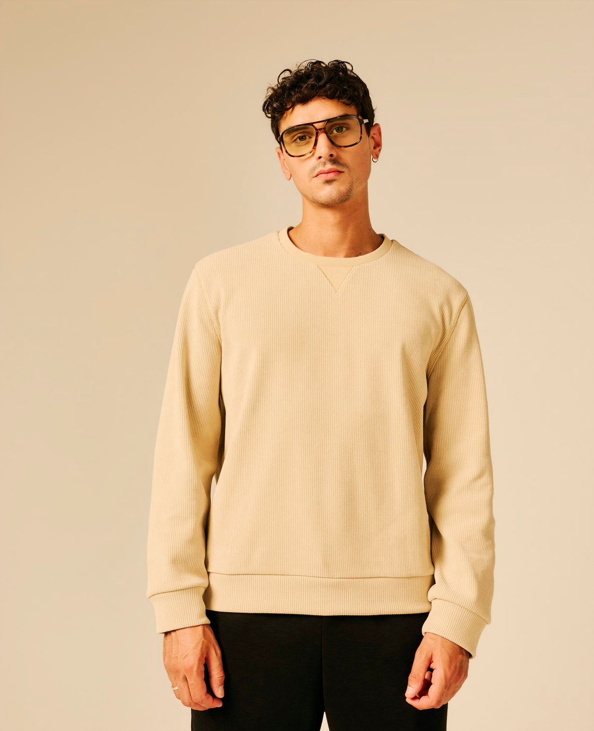 Sweat col rond homme beige - Labbely | Sun Valley, vue 4