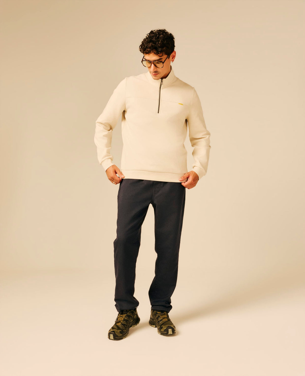 Sweat col zippé homme beige clair - Larc | Sun Valley