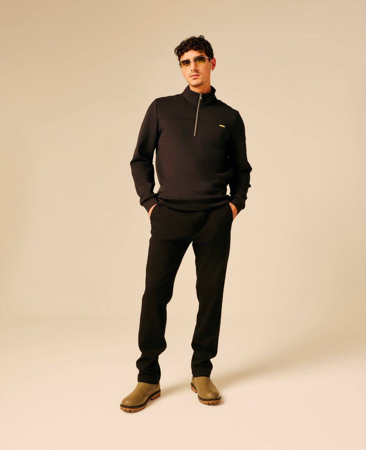 Sweat col zippé homme noir - Larc | Sun Valley