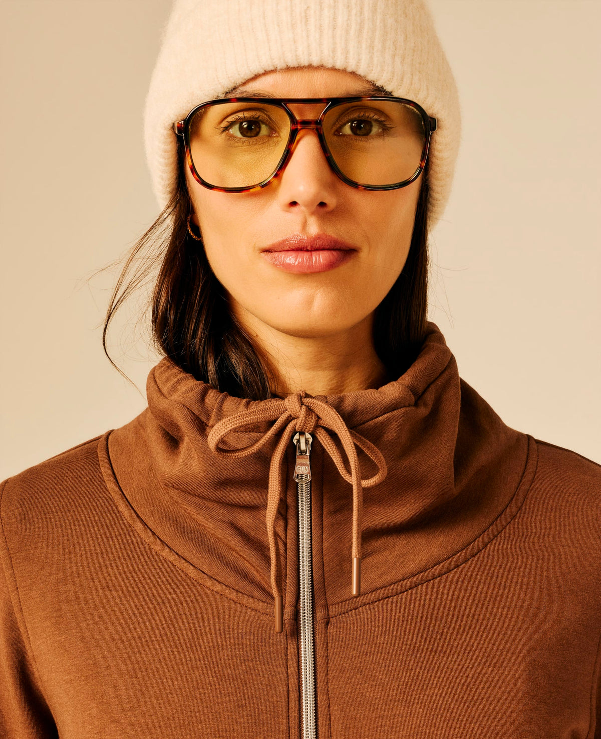 Sweat zippé femme chocolat - Dhart | Sun Valley, vue 4