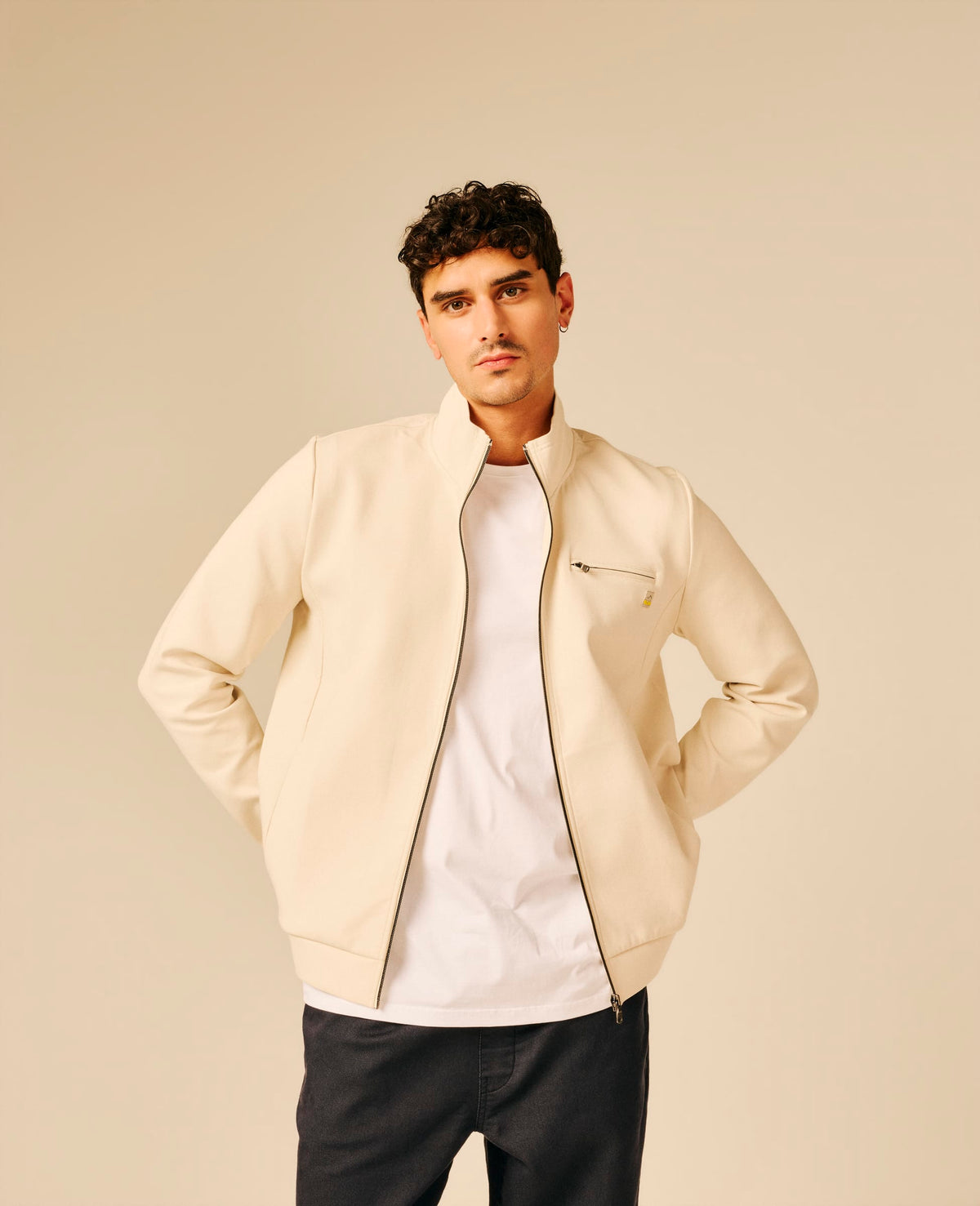 Sweat zippé homme beige clair - Linkid | Sun Valley, vue 4