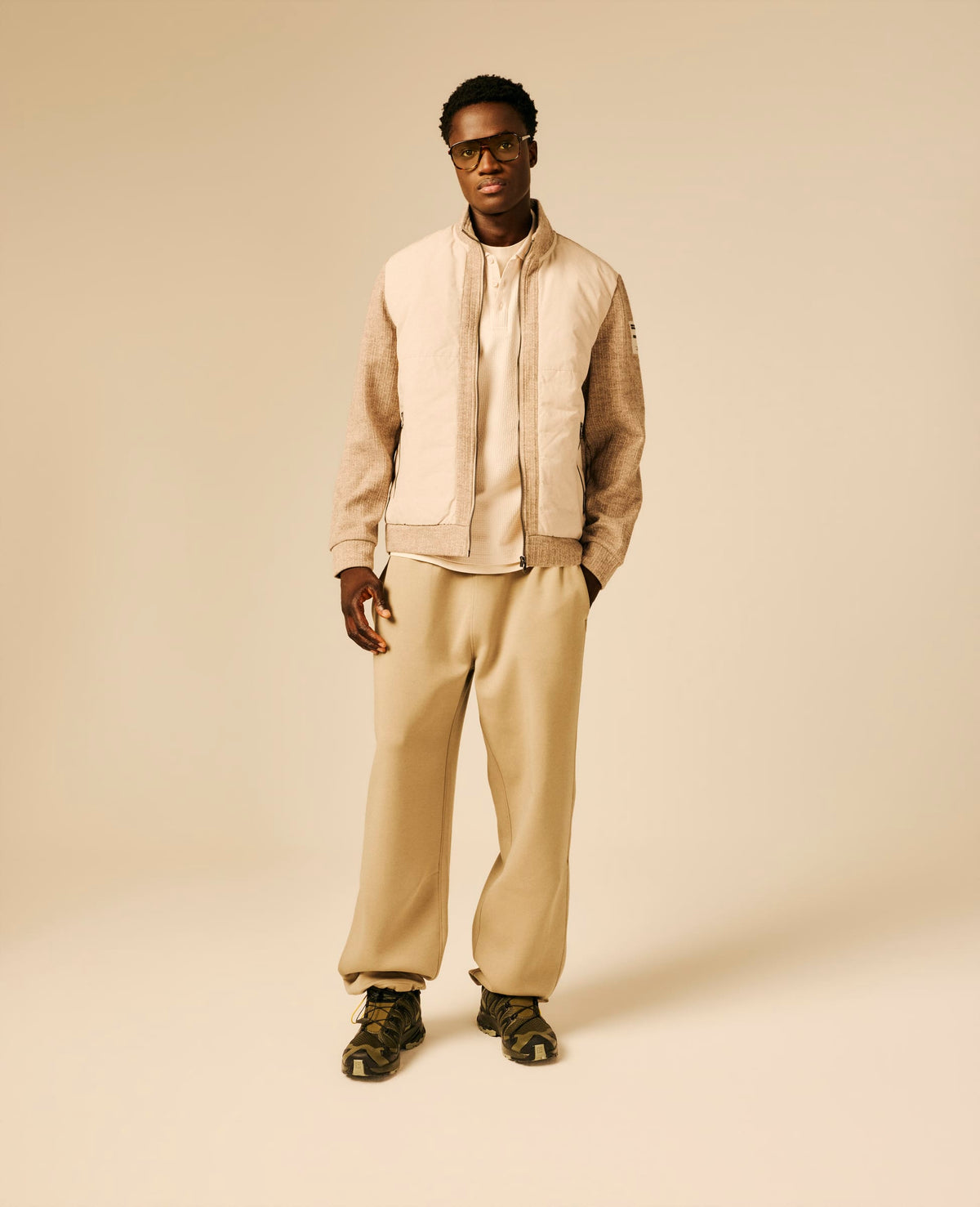 Veste bi-matière homme beige - Ebesty | Sun Valley