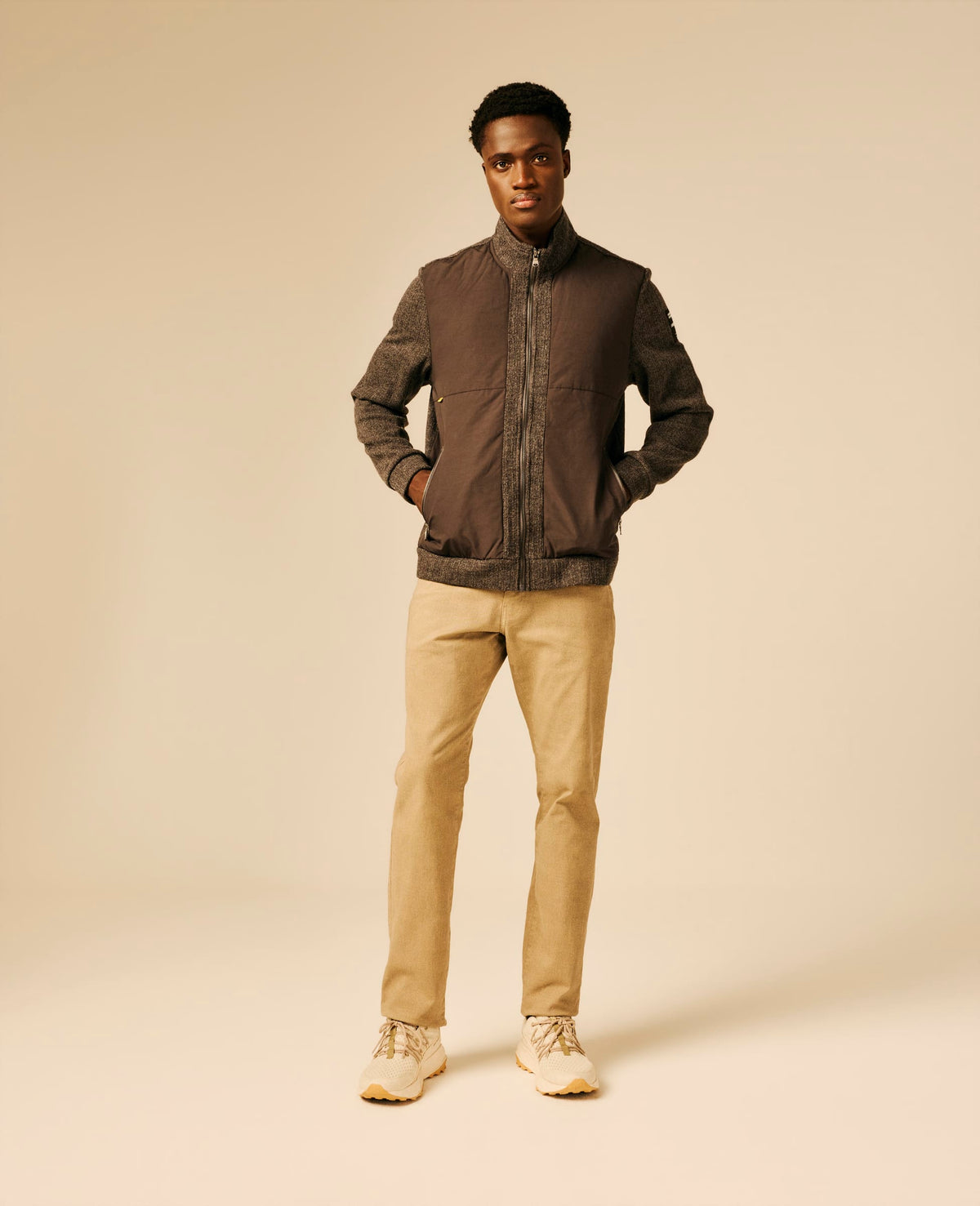 Veste bi-matière homme gris foncé chiné - Ebesty | Sun Valley