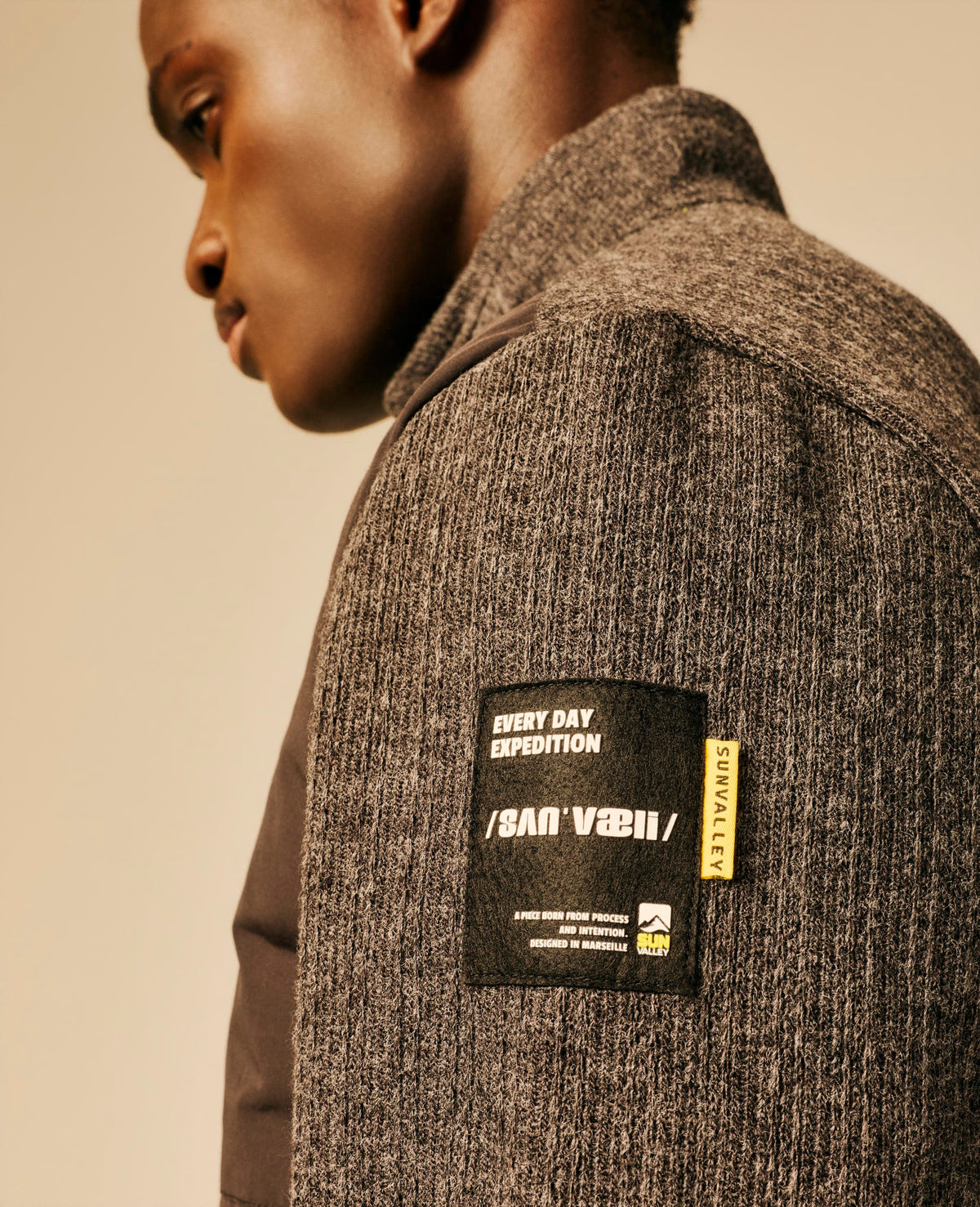 Veste bi-matière homme gris foncé chiné - Ebesty | Sun Valley, vue 5