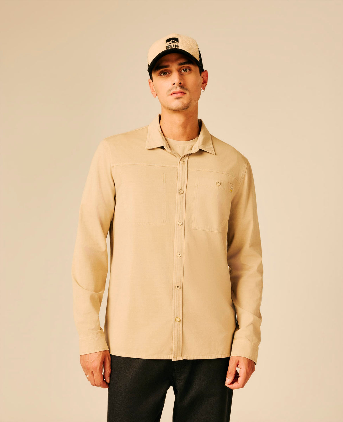 Chemise homme beige - April | Sun Valley, vue 3