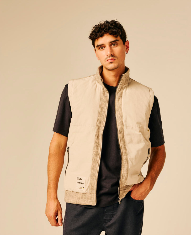 Gilet bi-matière homme beige - Ekeberg | Sun Valley, vue 3