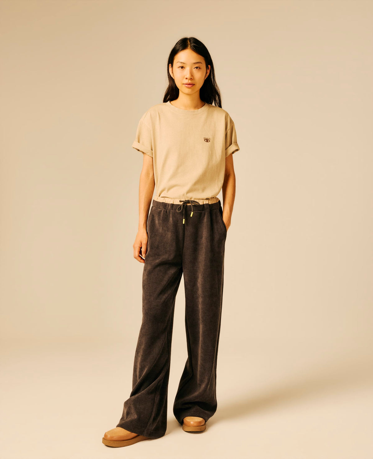 Pantalon femme gris foncé chiné - Vlame | Sun Valley
