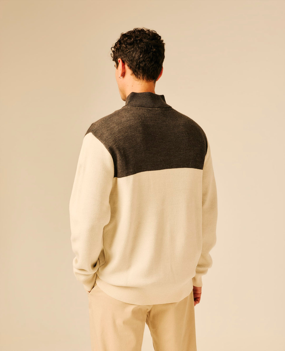 Pull col zippé homme beige clair - Hanko | Sun Valley, vue 2