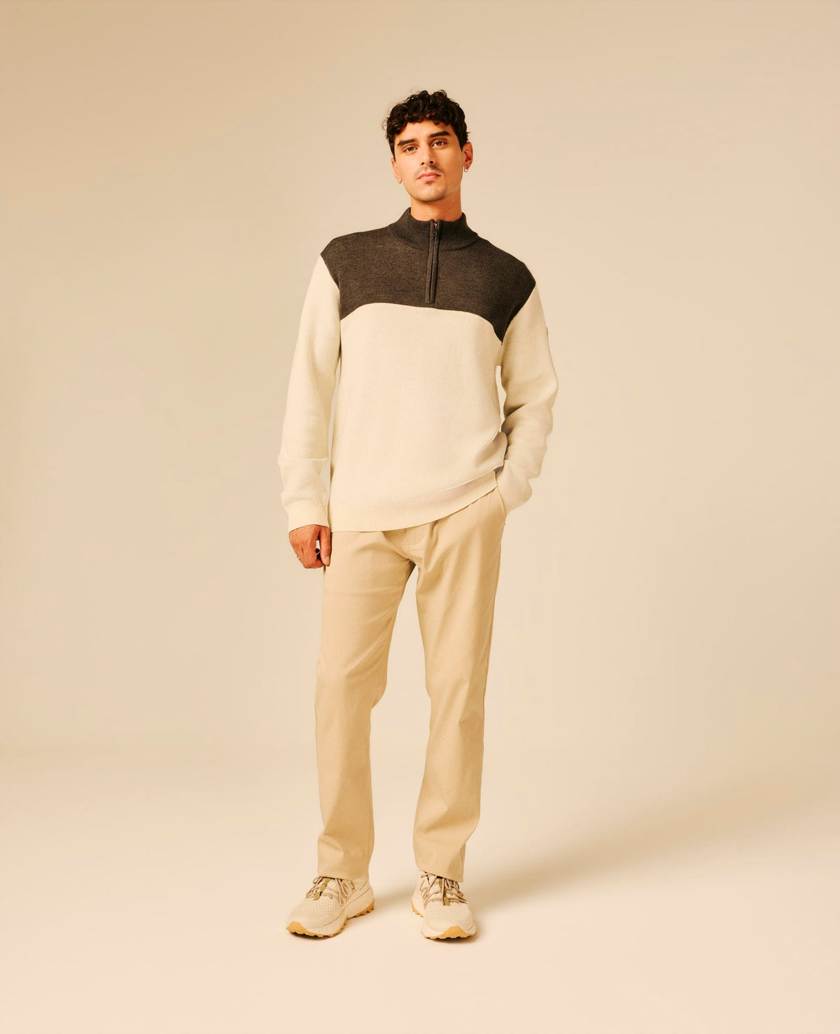 Pull col zippé homme beige clair - Hanko | Sun Valley, vue 3