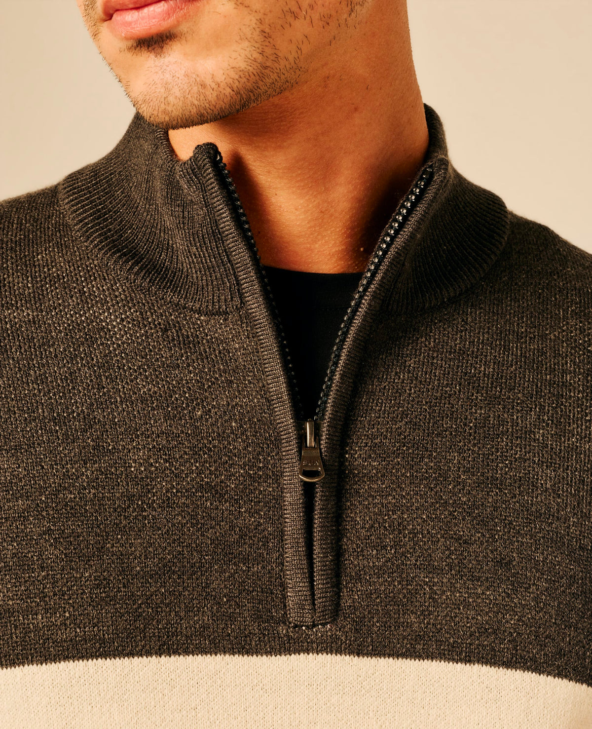 Pull col zippé homme beige clair - Hanko | Sun Valley, vue 5
