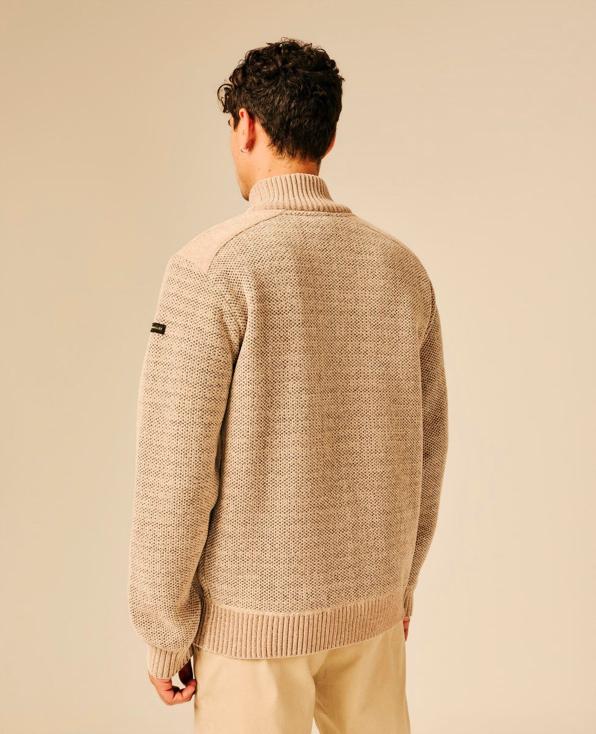 Pull col zippé homme beige - Horteir | Sun Valley, vue 2