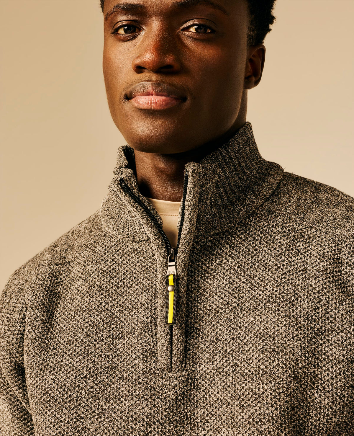 Pull col zippé homme gris moyen chiné - Horteir | Sun Valley, vue 6