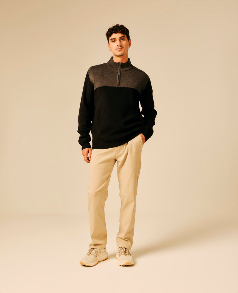 Pull col zippé homme noir - Hanko | Sun Valley