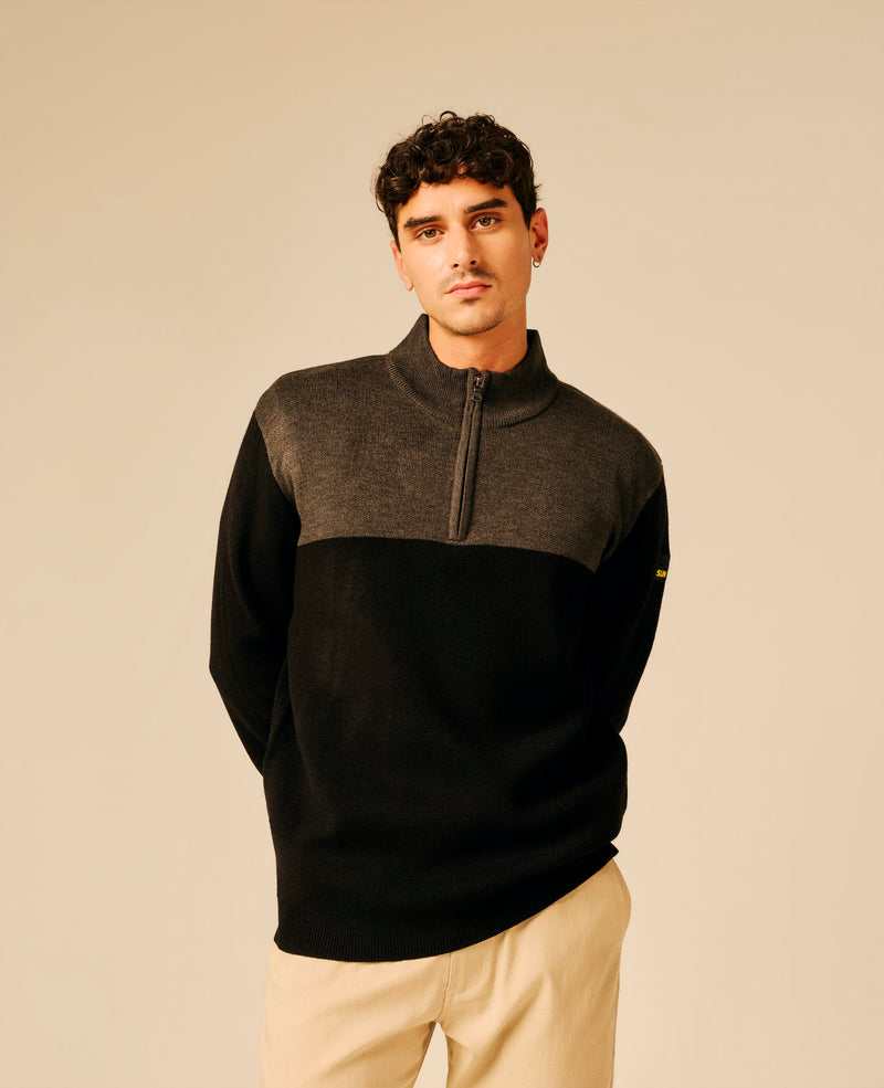 Pull col zippé homme noir - Hanko | Sun Valley, vue 3
