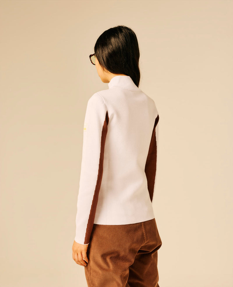 Pull full zip femme blanc - Ulik | Sun Valley, vue 2