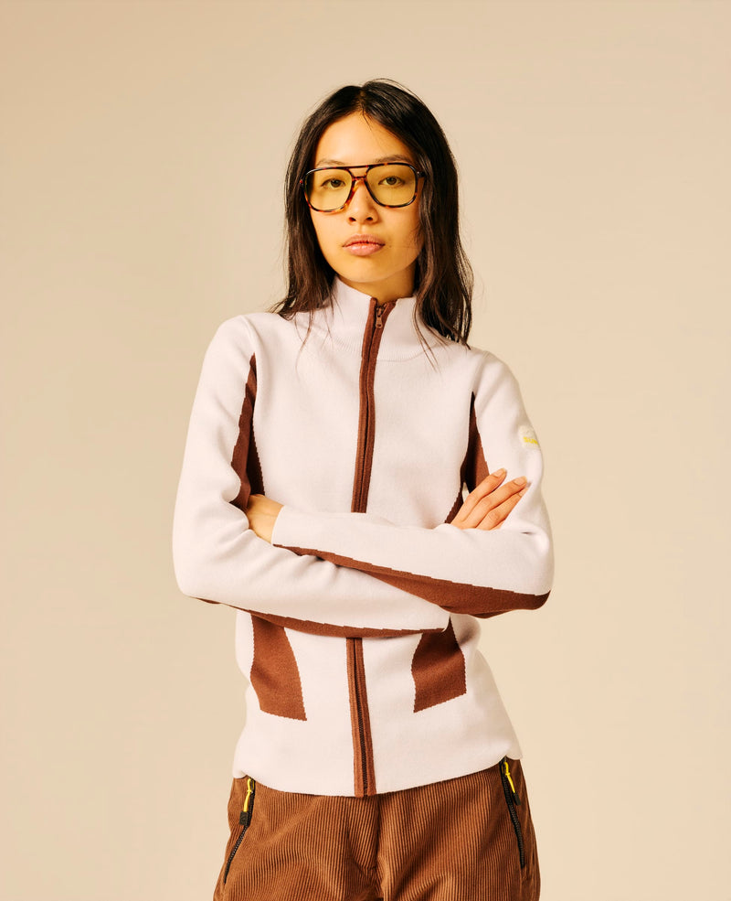 Pull full zip femme blanc - Ulik | Sun Valley, vue 3