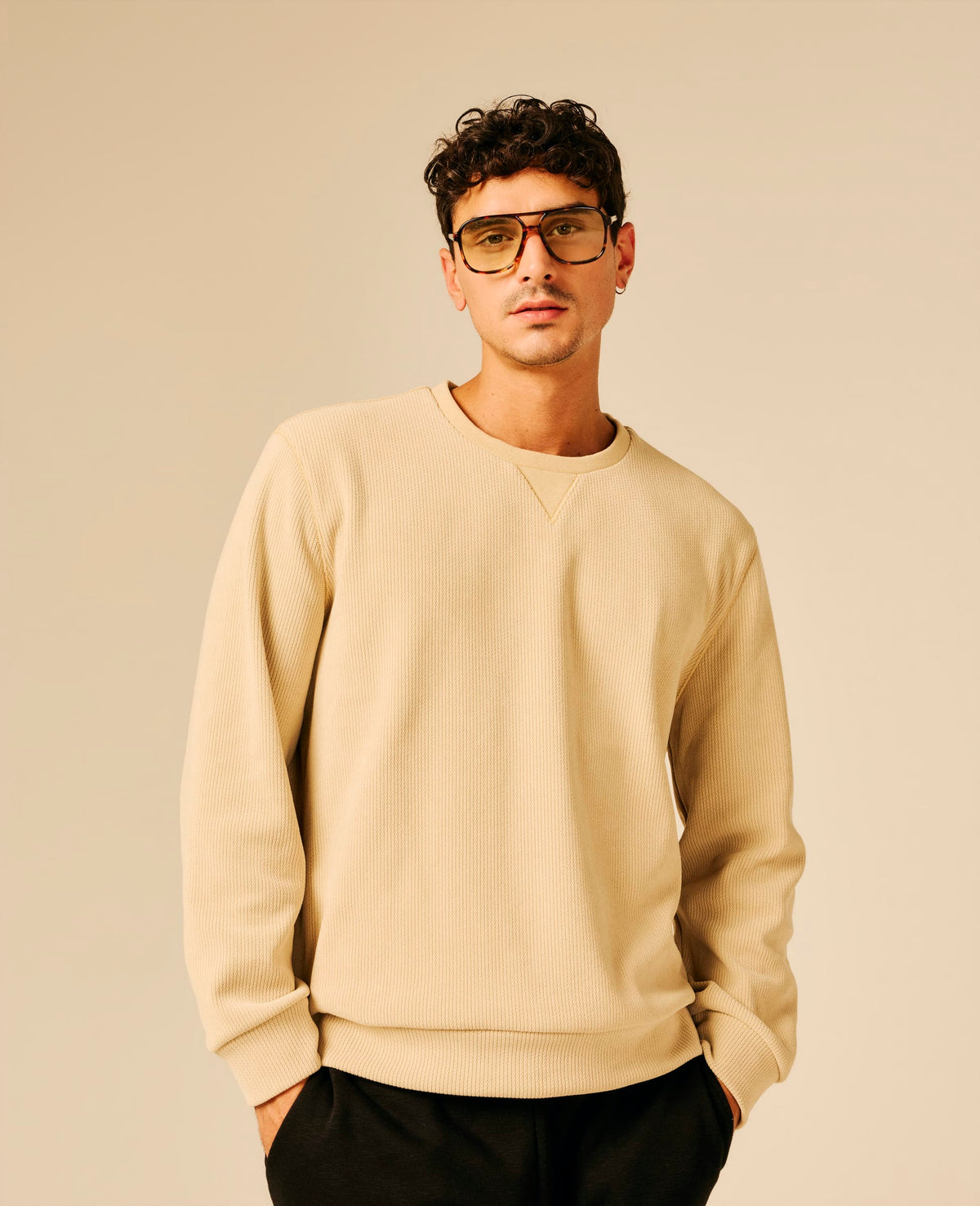 Sweat col rond homme beige - Labbely | Sun Valley, vue 3