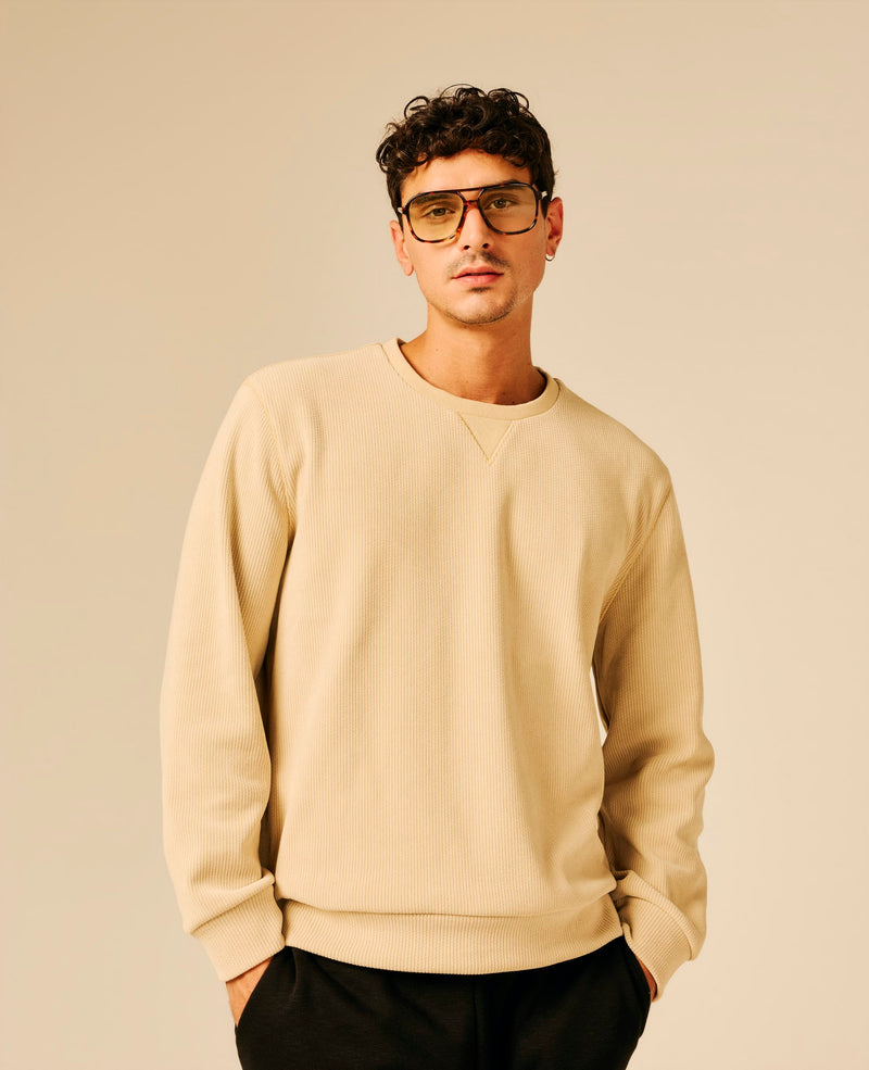 Sweat col rond homme beige - Labbely | Sun Valley, vue 3