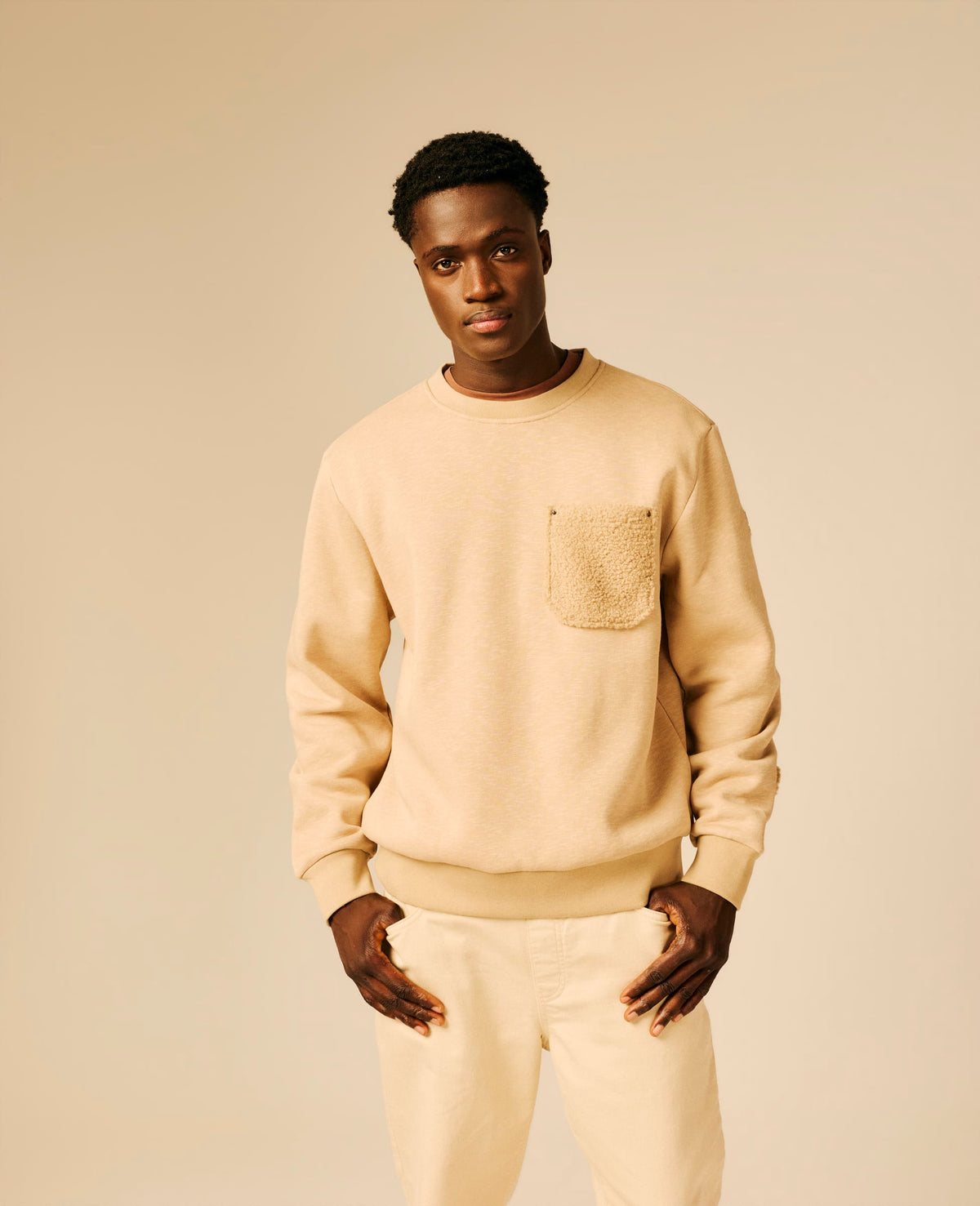 Sweat col rond unisexe beige - Leins | Sun Valley, vue 3