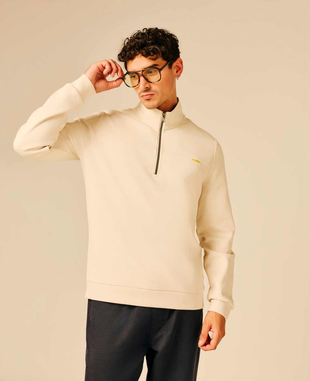 Sweat col zippé homme beige clair - Larc | Sun Valley, vue 4