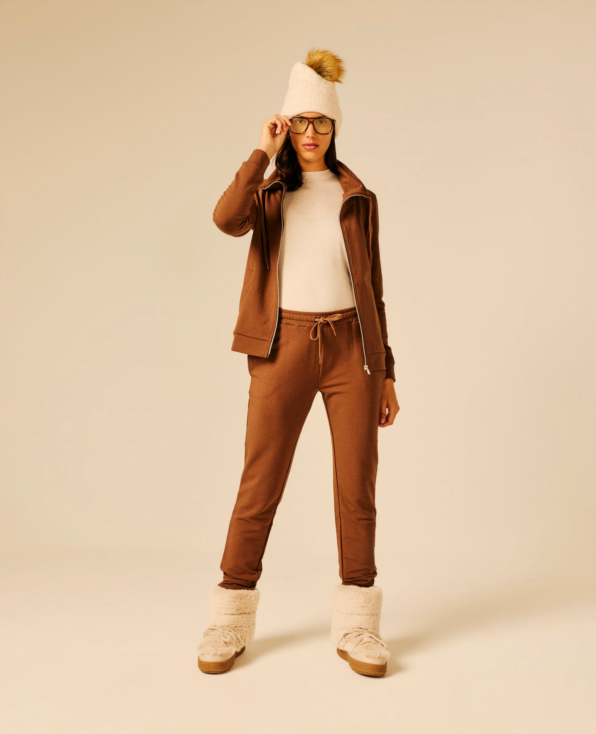 Sweat zippé femme chocolat - Dhart | Sun Valley