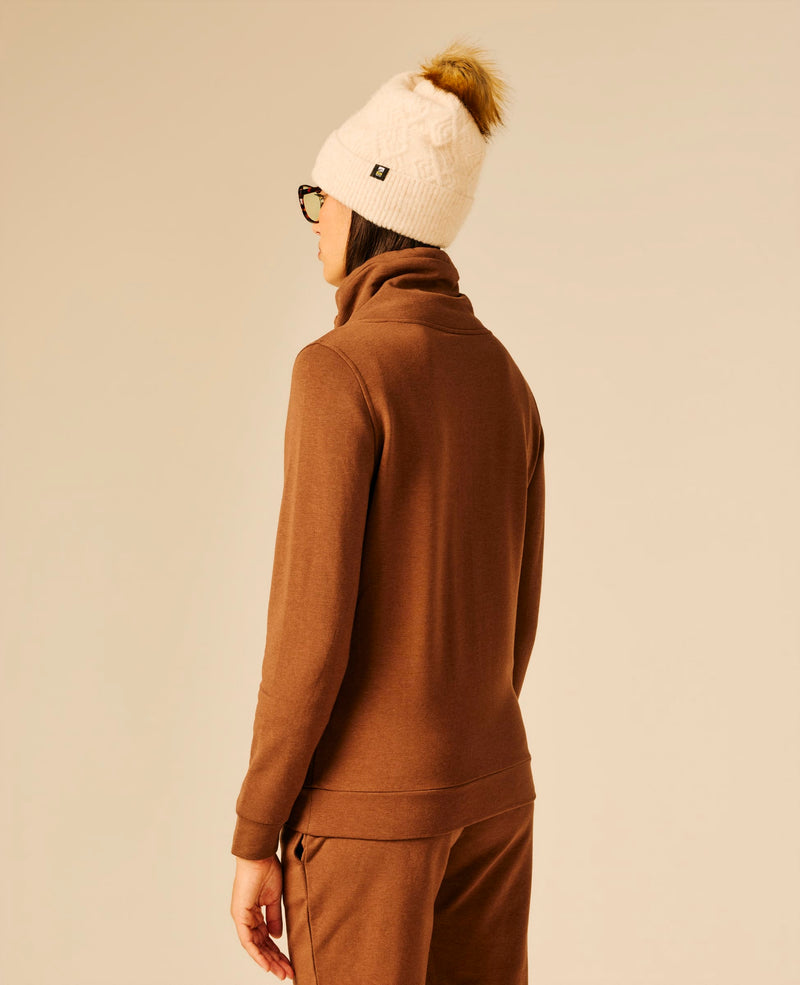 Sweat zippé femme chocolat - Dhart | Sun Valley, vue 2