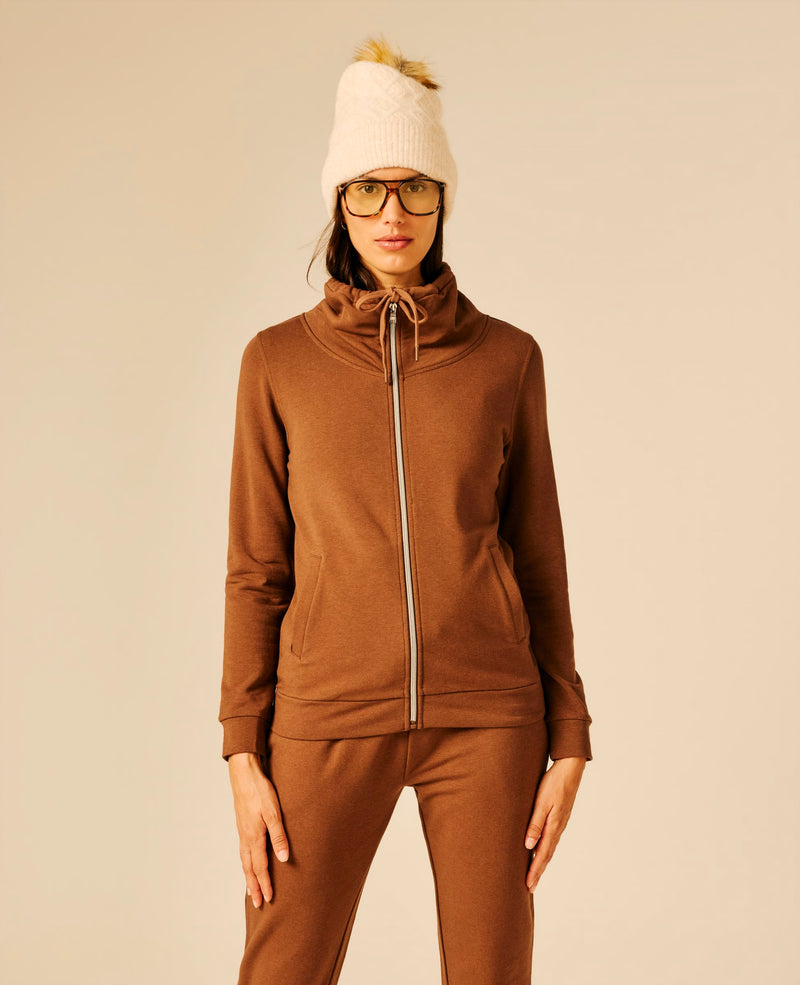 Sweat zippé femme chocolat - Dhart | Sun Valley, vue 3