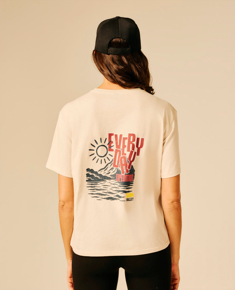 T-shirt femme beige clair - Pazel | Sun Valley, vue 2