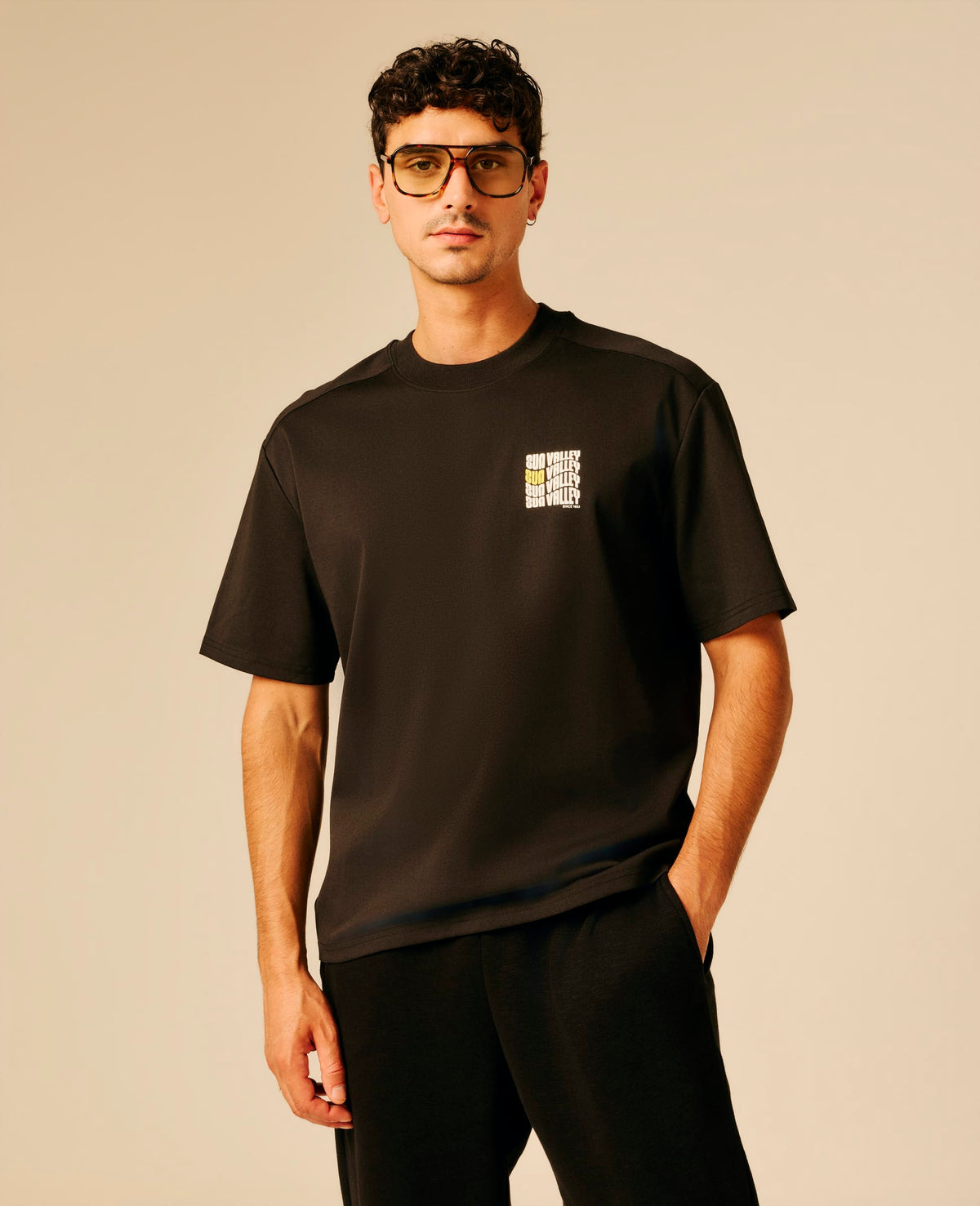 T-shirt homme noir - Ciceron | Sun Valley, vue 3
