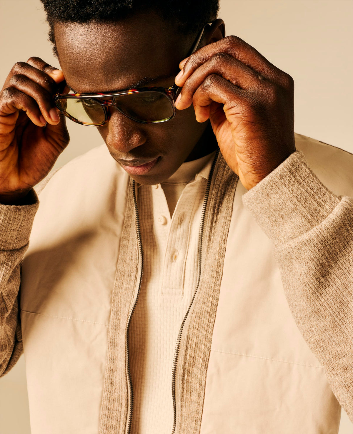 Veste bi-matière homme beige - Ebesty | Sun Valley, vue 5