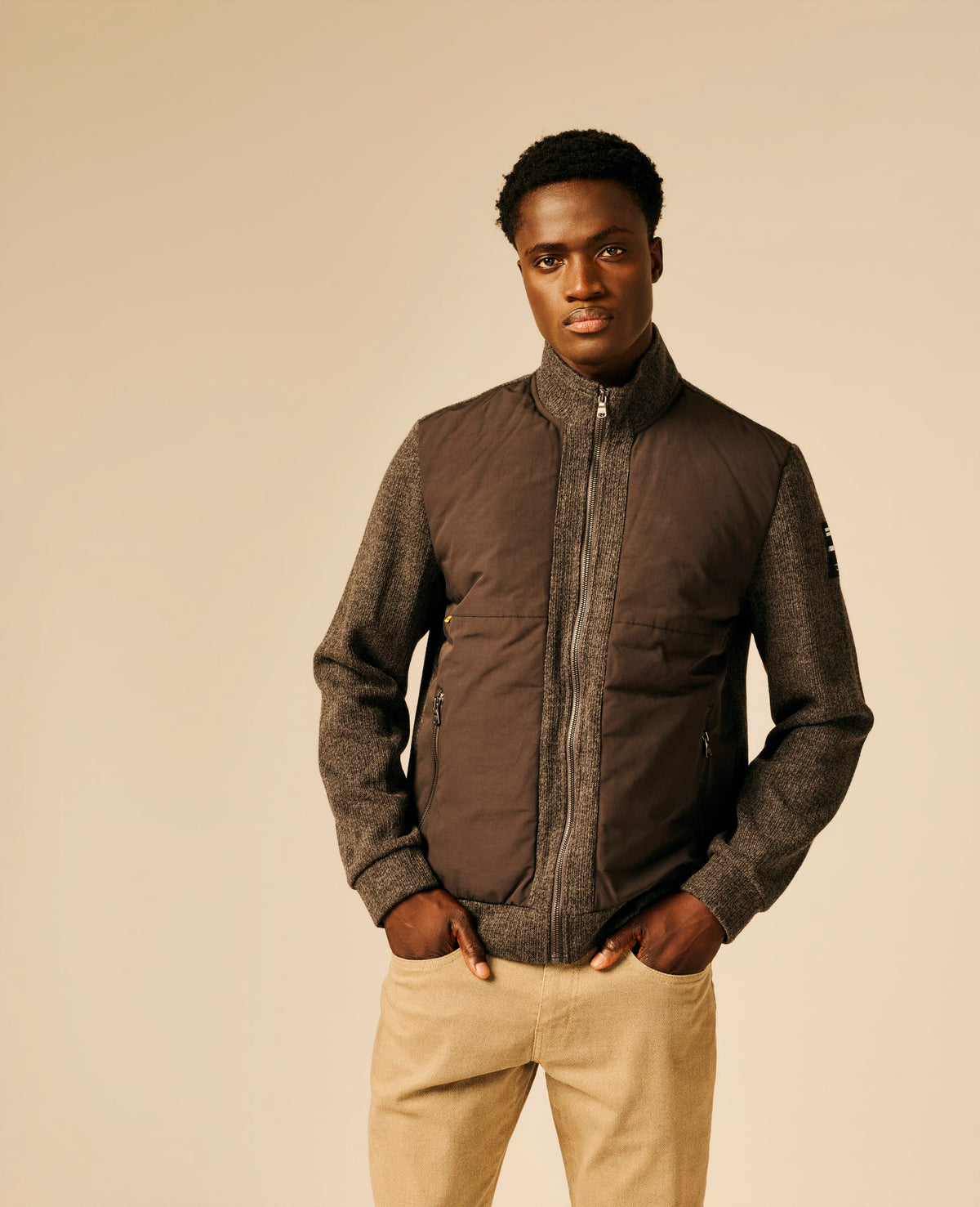 Veste bi-matière homme gris foncé chiné - Ebesty | Sun Valley, vue 4